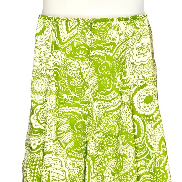 Chico's A Line Flared Maxi Skirt Size XL / 3 Boho Cottage Cotton Spring Green - Picture 7 of 9